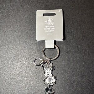 Disney Silver Minnie Mouse Rhinestone Charm Keyring